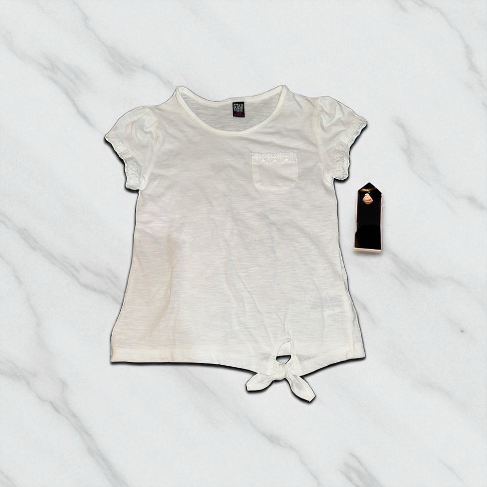 White Kids' Top with Lace Detail Girls Small 7/8